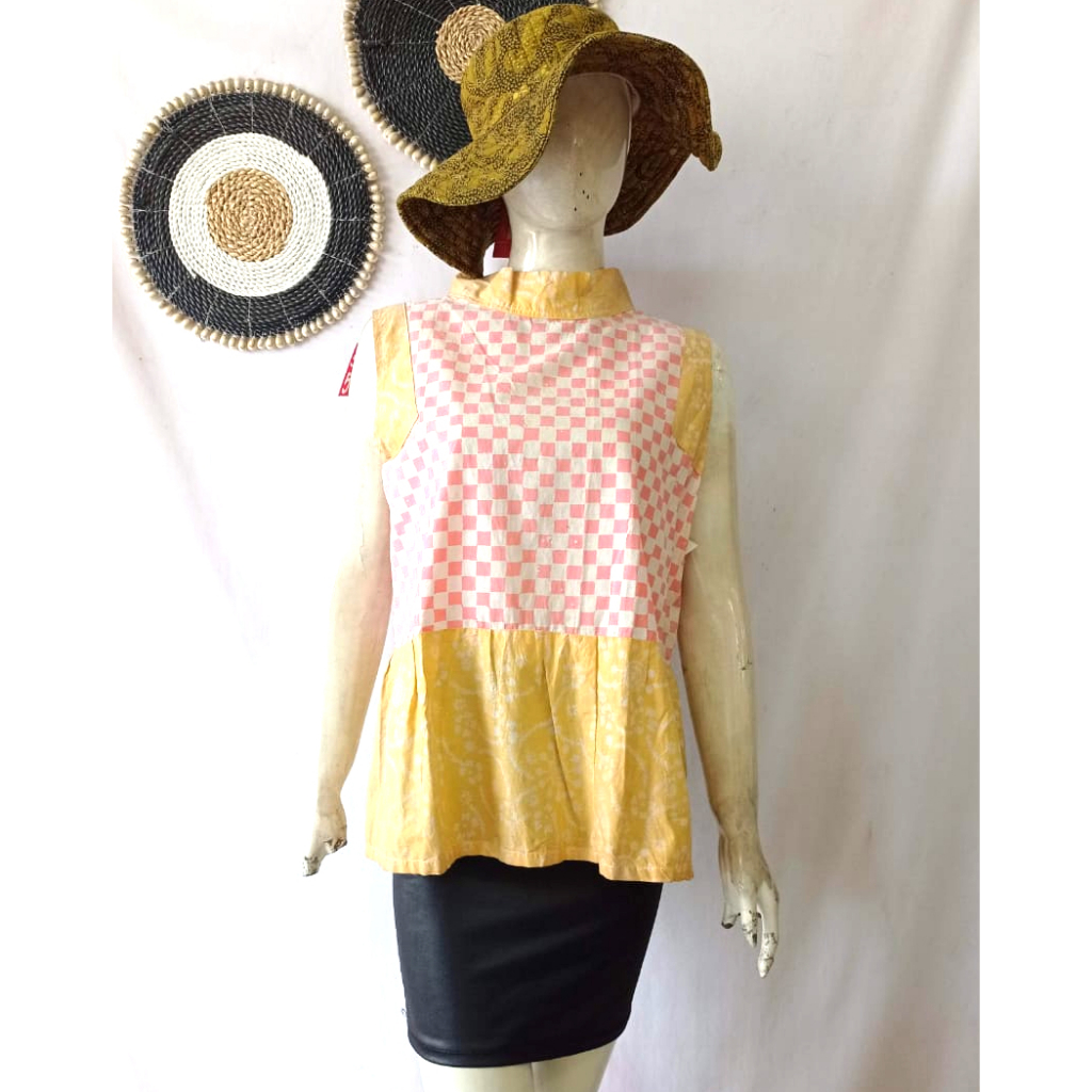 Blouse Batik Wanita YKS Kuning Katun Adem [DEFECT]