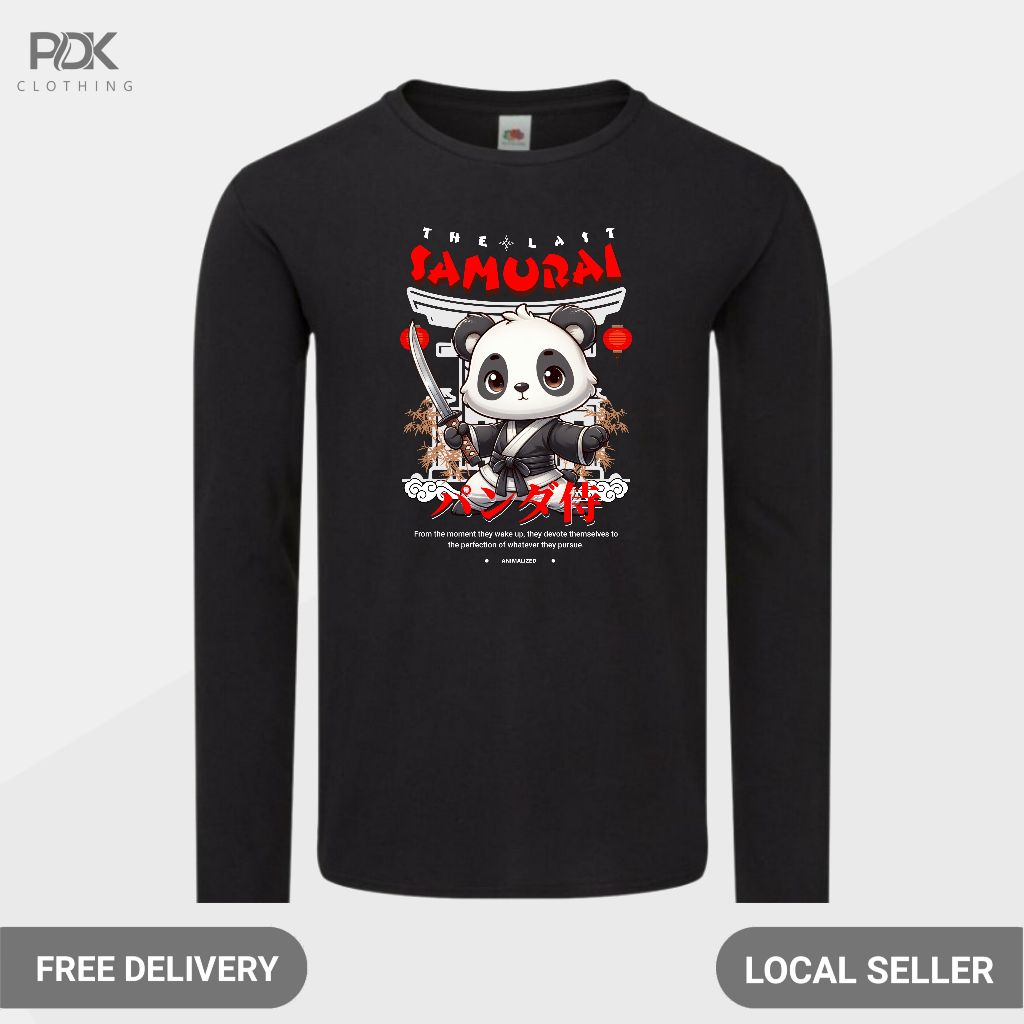 Animalized Kaos Pria Baju Lengan Panjang Panda Samurai The Last Guardian Warriors