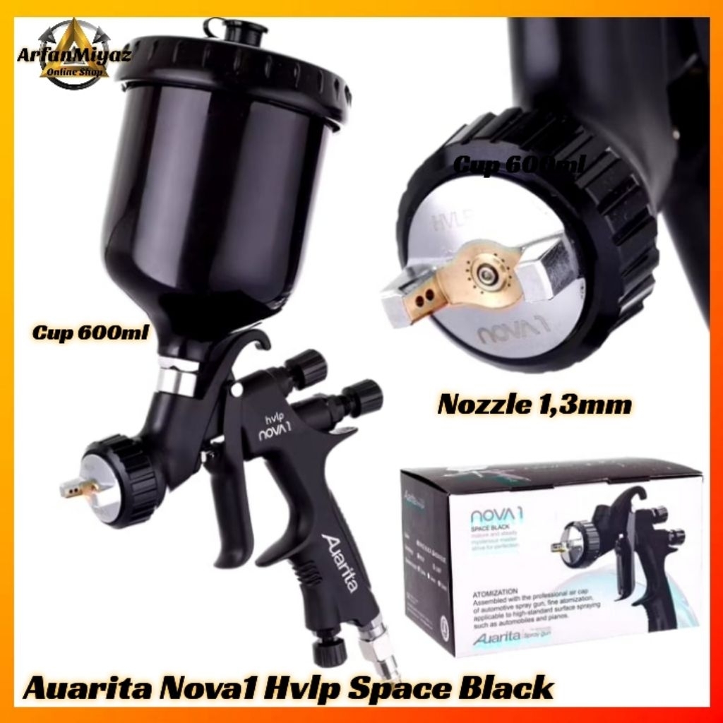 Spray gun Auarita Nova1 Hvlp Spack Black Nozzle 1,3mm Cup 600ml