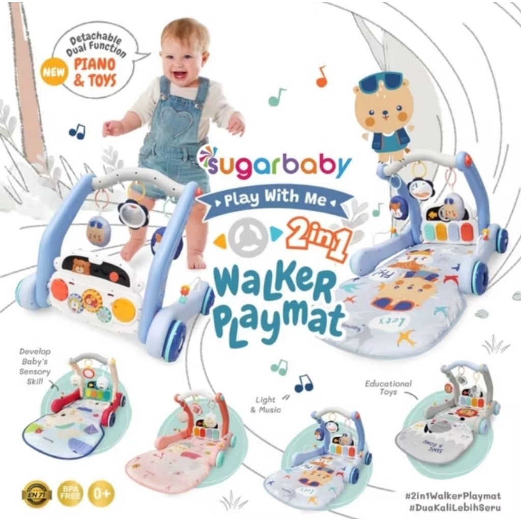 preloved Sugar Baby 2in1 Walker Playmat warna grey