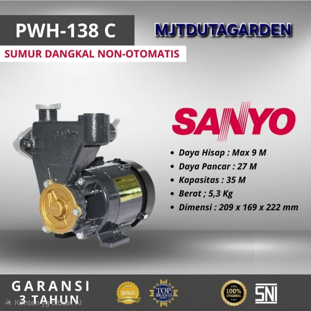 pompa SANYO manual 125watt PWH 138C / P-WH138C