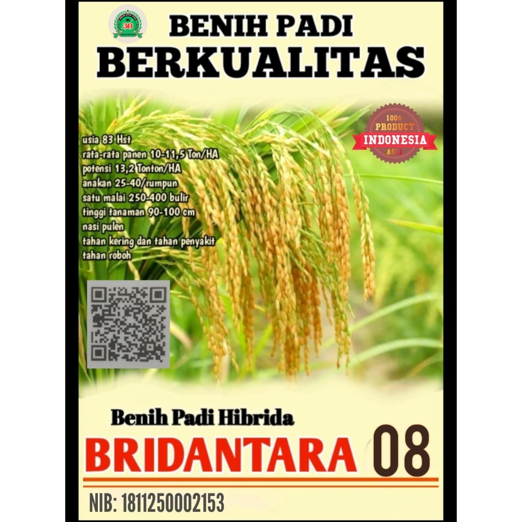 Benih padi unggul Bridantara - 08 kemasan 1kg