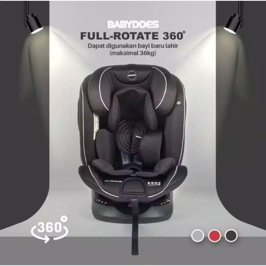 Preloved Car Seat BABYDOES Full Rotate 360 - Hitam