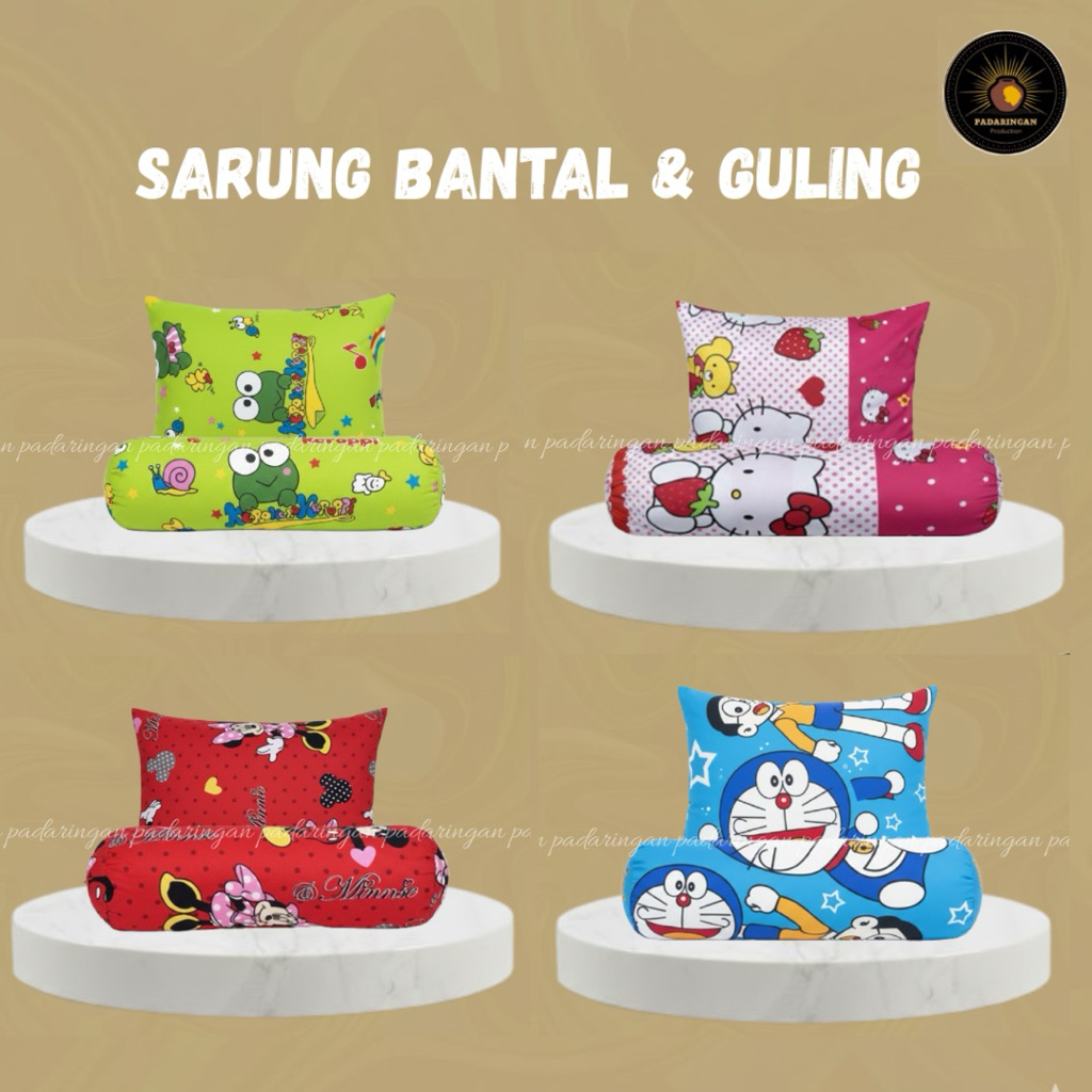 sarung bantal dan guling  reseleting karakter Doraemon / sarung bantal tidur / sarung guling
