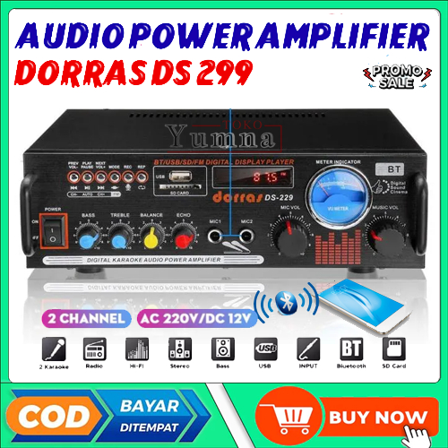 Power Amplifier Dorras DS-299 Bluetooth AUX, BT, MP3, FM.Doras DS 299 Power Ampli AUX, BT, MP3, FM.