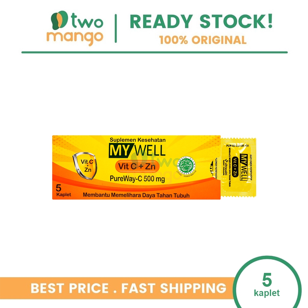 MYWELL VITAMIN C+Zn PUREWAY 500MG 1 STRIP ISI 5 KAPLET
