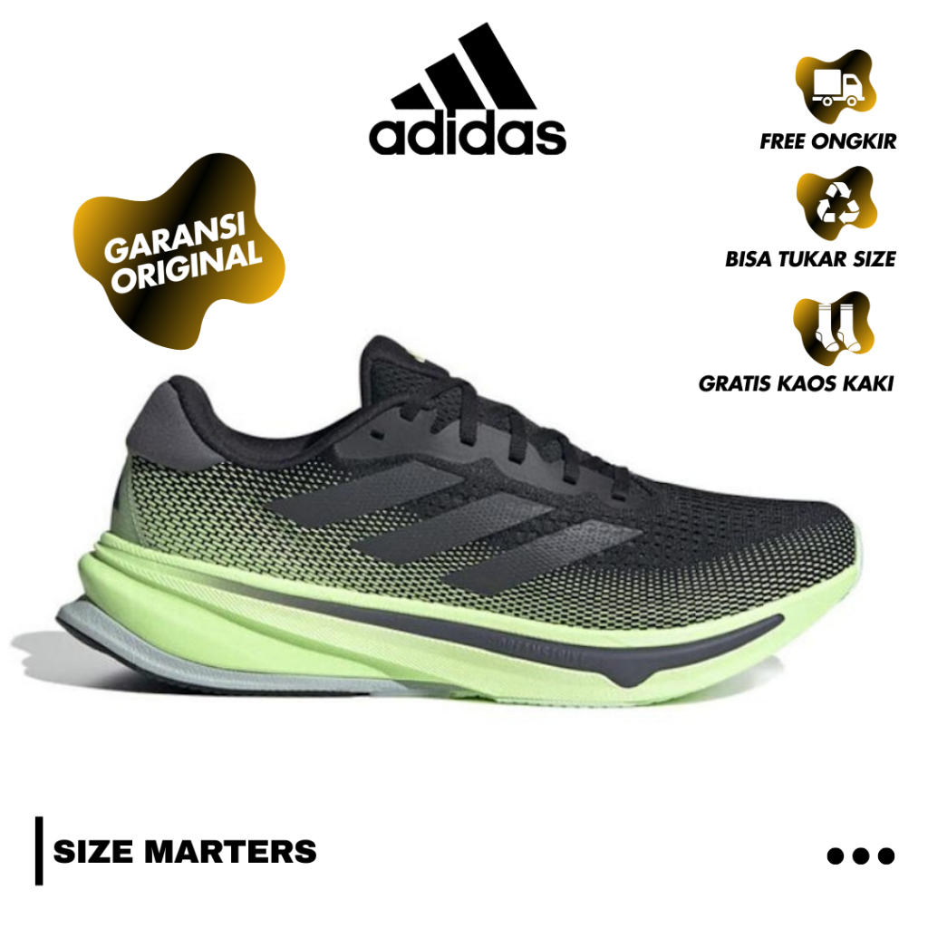 ADIDAS SUPERNOVA MEN'S RUNNING SHOES - BLACK GREEN