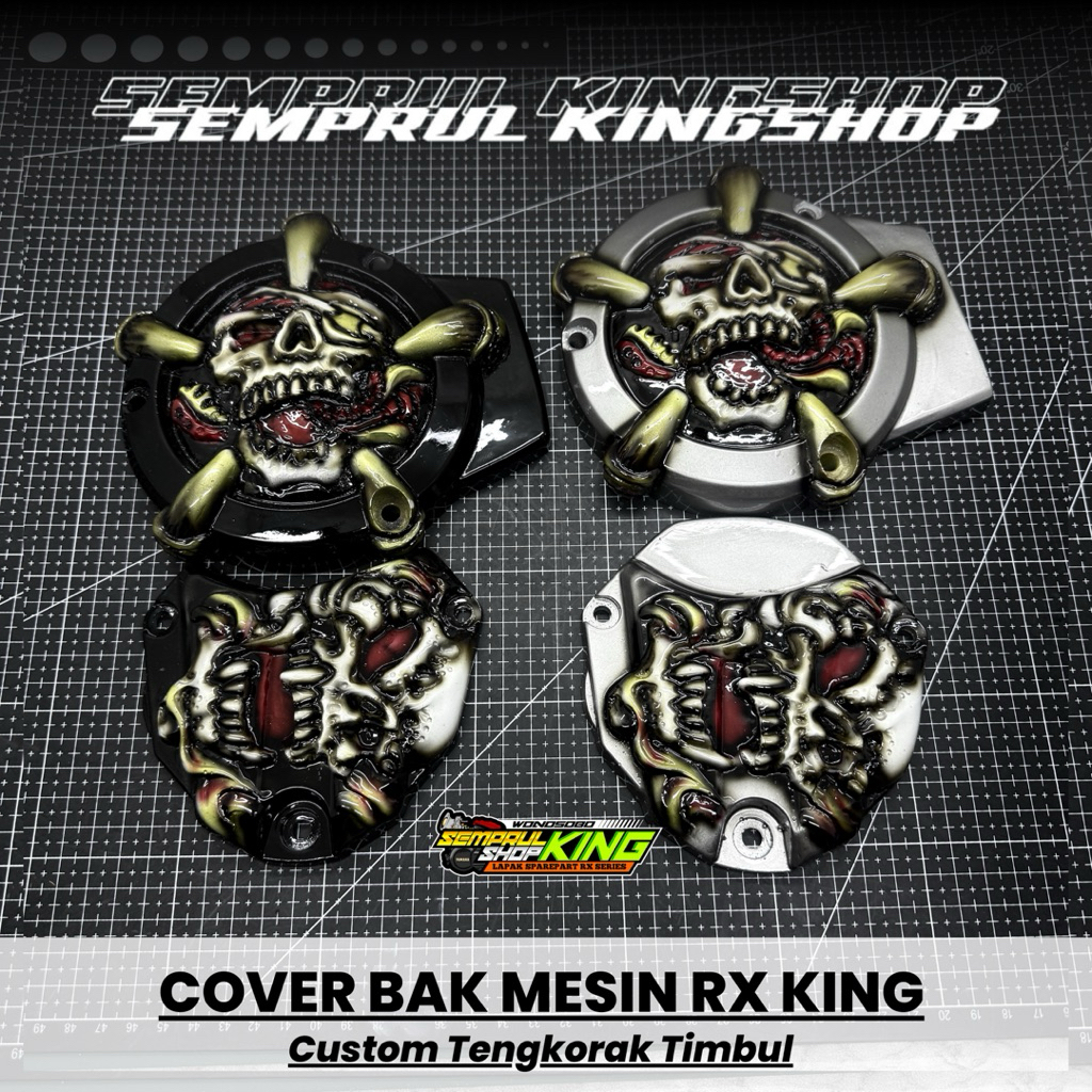 Tutup Bak Mesin Rxking Cover Bak Kopling Rx King Custom Tengkorak Timbul 3D
