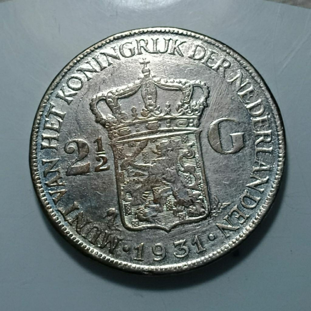 PROMO 1931 RATU WIHELMINA 2,5 GULDEN ERA BELANDA KOLEKSI KUNO BANYAK DICARI KOLEKTOR STOK TERAKHIR