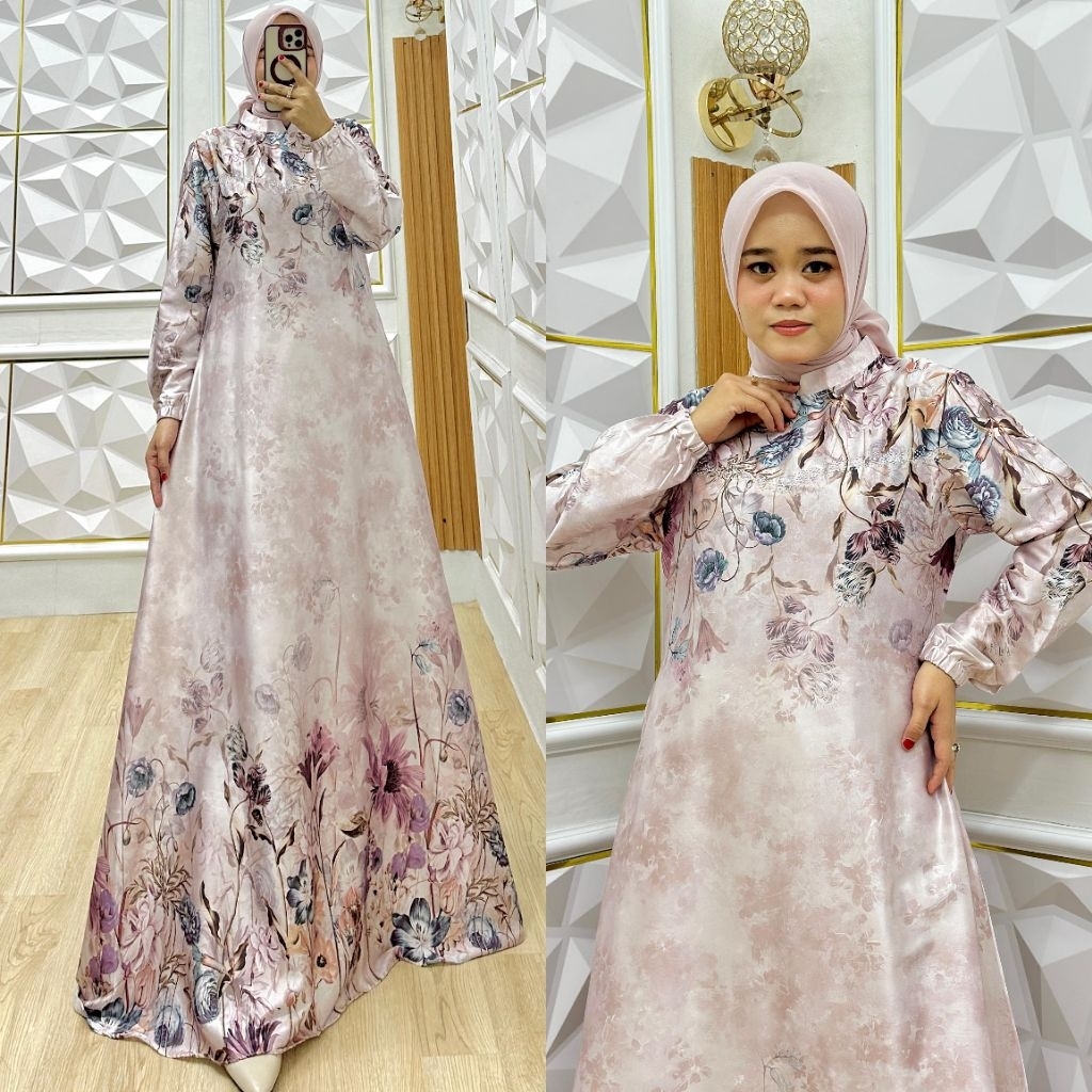Kanza Dress Gamis ADeliya / Gamis Silk Premium Motif Gamis Lebaran