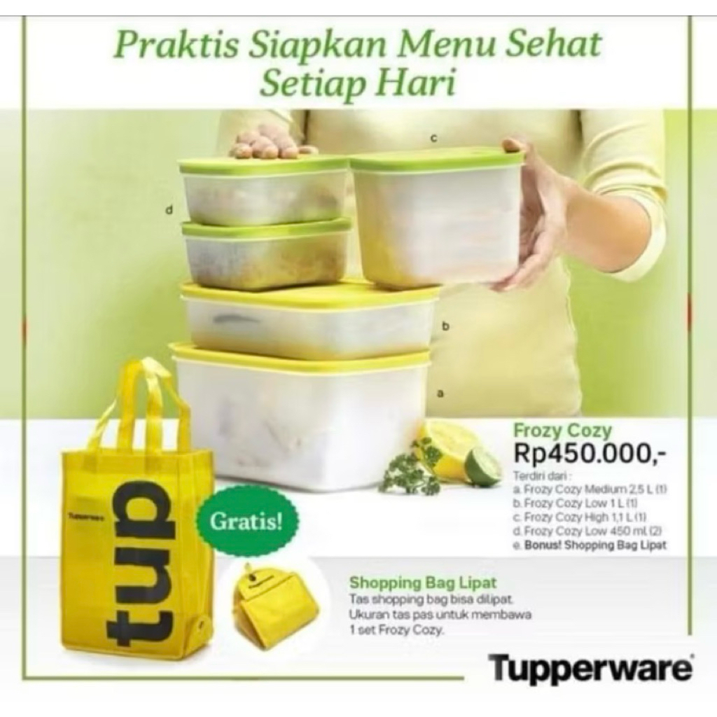 Tupperware Set Frozy Cozy Freezermate Lentur Free Shopping Bag [NEW]