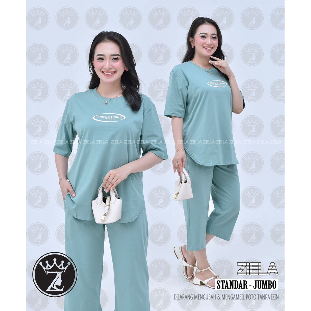 ZIELA SET COMBED PENDEK/ONE SET KAOS COMBED 7/8 ORY ZIELA/SET WANITA BAHAN KAOS
