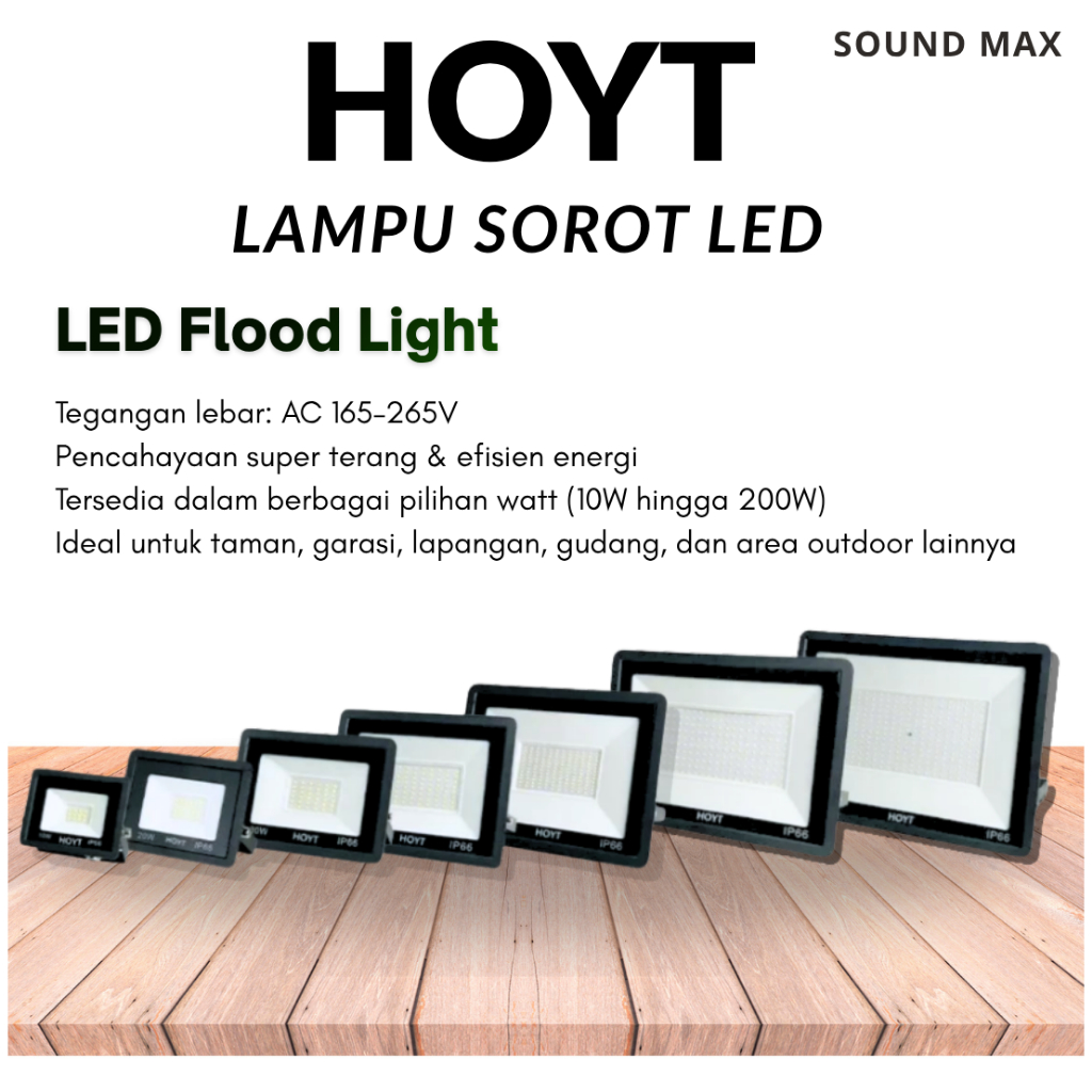 Lampu Sorot LED HOYT SNI Tahan Air 300W 500W Lampu Sorot Taman / Outdoor