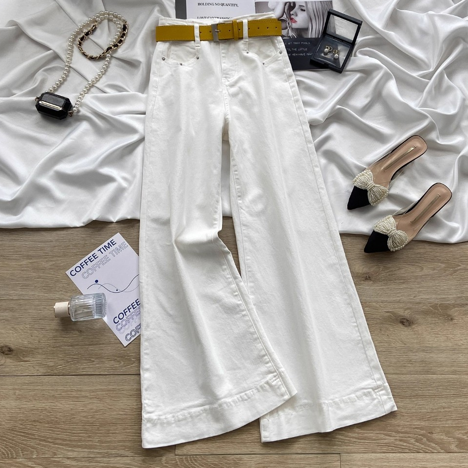 <elegan.girl> Celana wanita jeans jeans putih Celana jeans wanita jeans cream celana boyfriend wanit