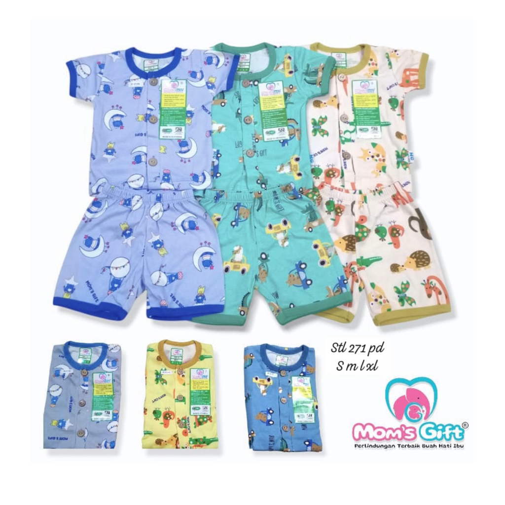 Moms Gift Setelan Baju Kancing Celana Pendek