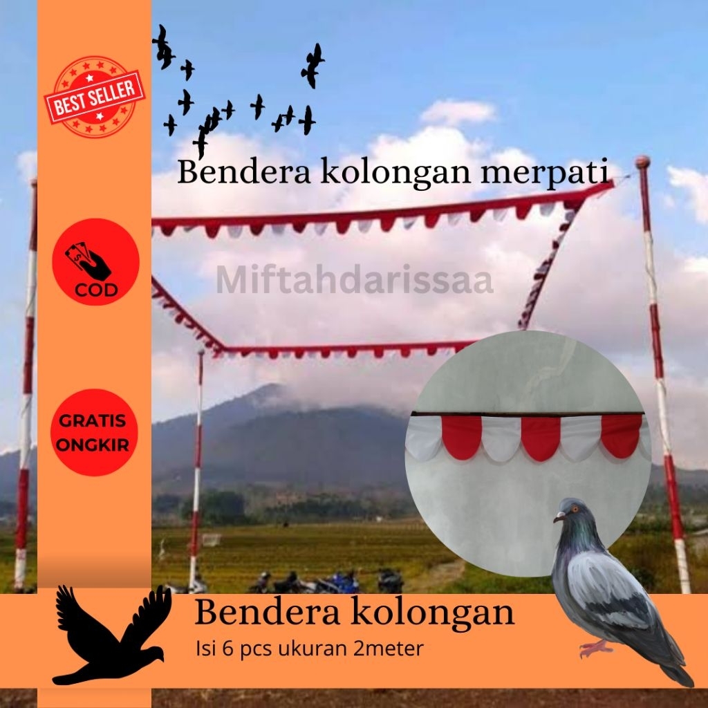 Bendera Kolongan Merpati Ukuran 2 Meter (6pcs)