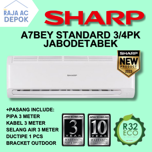 AC Sharp 3/4 PK A7BEY STANDARD FREE PASANG + AKSESORIS Raja AC Depok