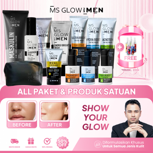 MS GLOW FOR MEN PAKET BASIC | LENGKAP | NEW DAN ALL PRODUK SATUAN KULIT SEHAT ANTI KUSAM DISKON