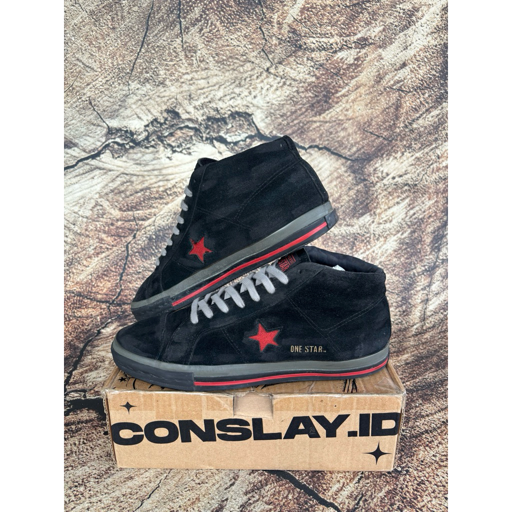( Size 45 ) Converse One Star Mid Vintage Fullblack Suede