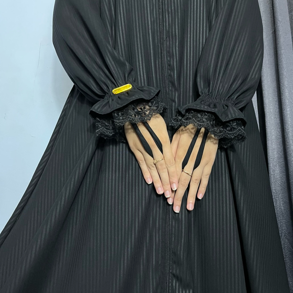 Abaya Yumna Embos Salur | Gamis Abaya Hitam Temboro | Abaya Outer