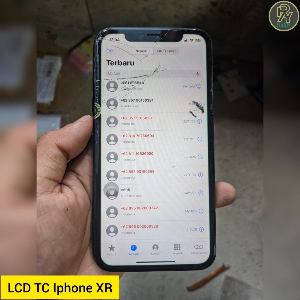 Lcd tc iPhone XR original copotan minus retak tompel dikit sentuh normal