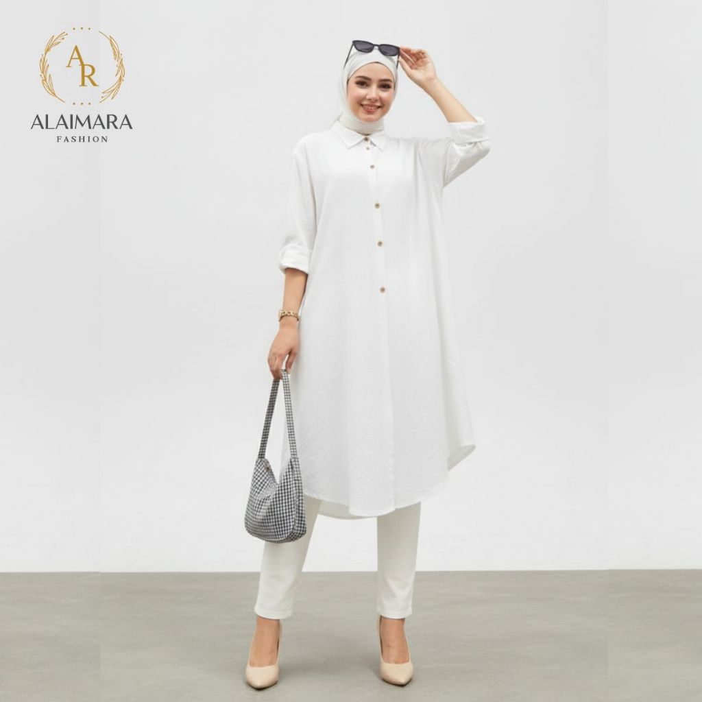 Vyo LOVA Long Tunic Baju Atasan Wanita Muslim Modern Crinkle Premium M - XL
