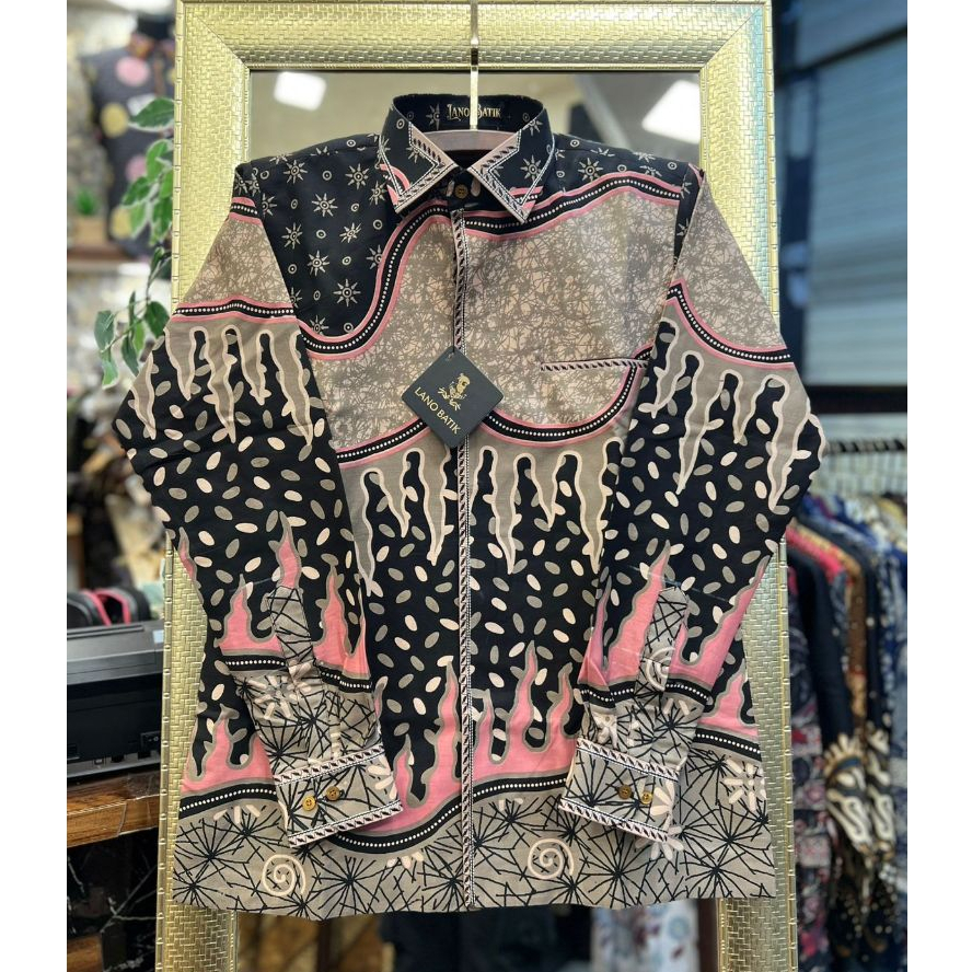 Lano Batik Semi Jas - Kemeja Batik Smock Semi Jas - Truntum - Batik Katun - Baju Batik Pria - Kemeja
