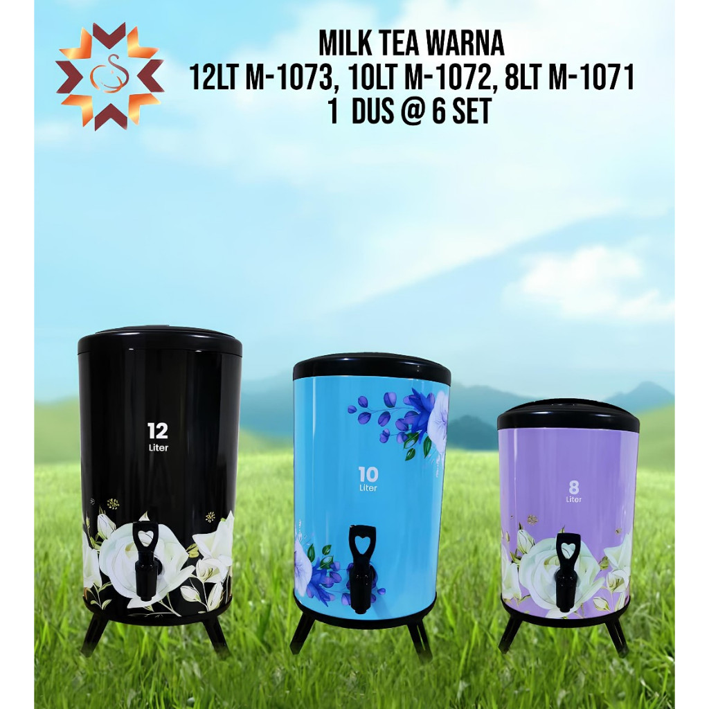 Milktea bucket  dispenser stainless steel air panas MOTIF / Milk Tea Bucket Bunga 8L