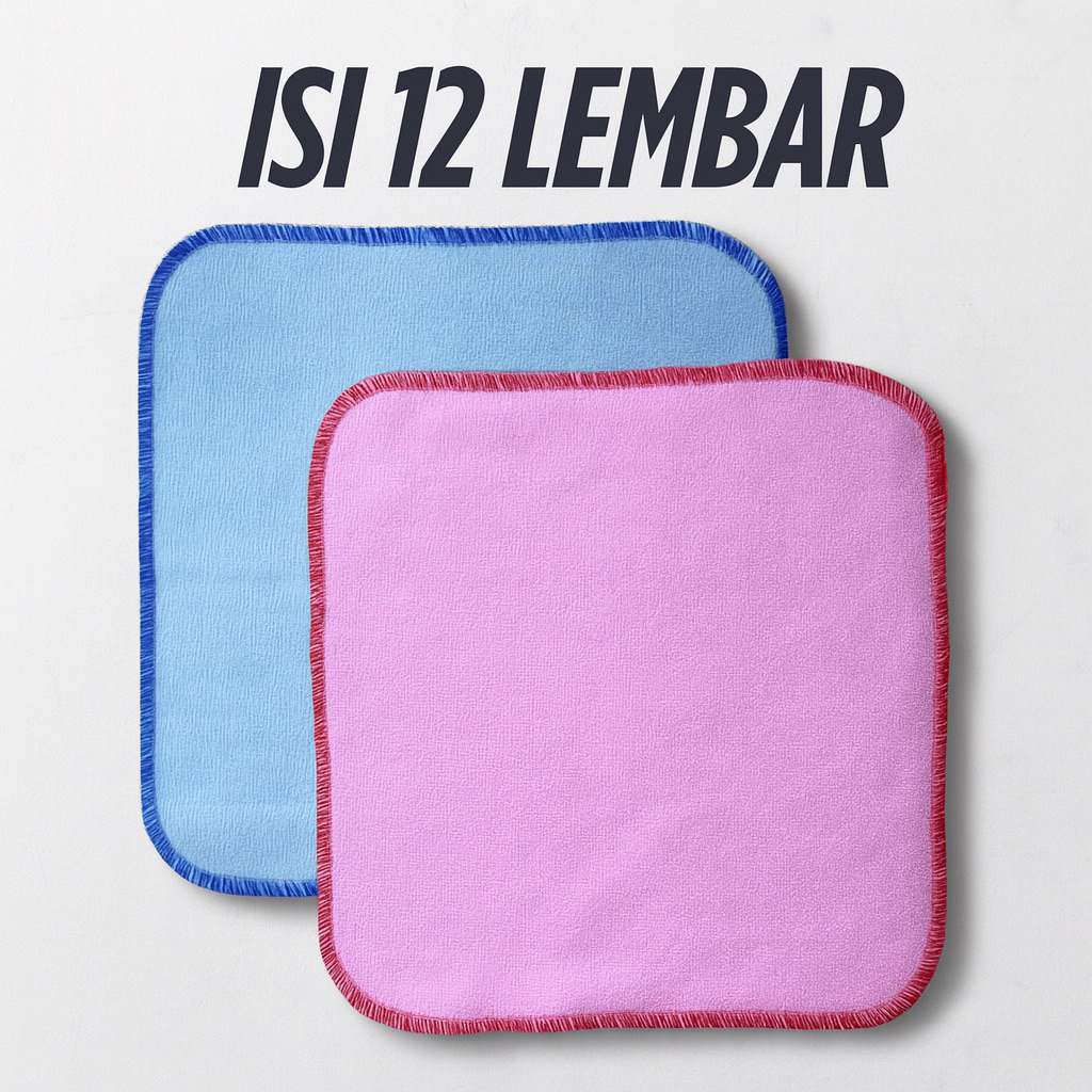 1 LUSIN HANDUK SAPU TANGAN/ MINDIL PEMBALUT CUCI ULANG