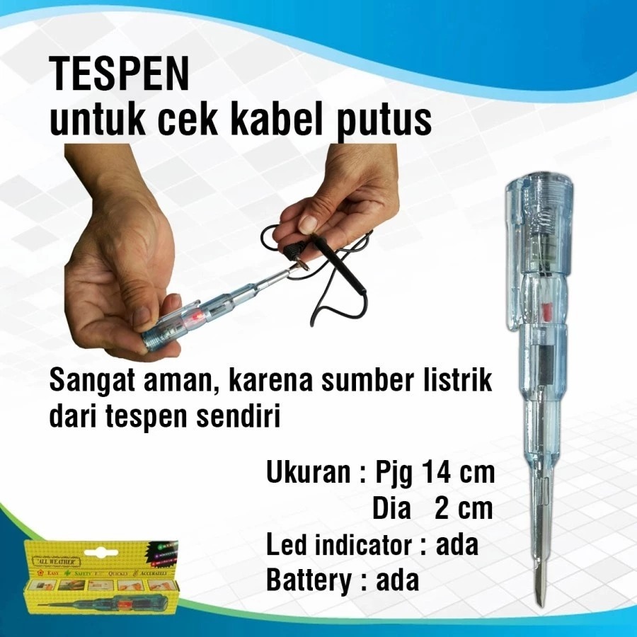 39H TESPEN DC testpen test pen alat cek kabel putus obeng kualitas etrbaik terbaru tanpa kabel anti 