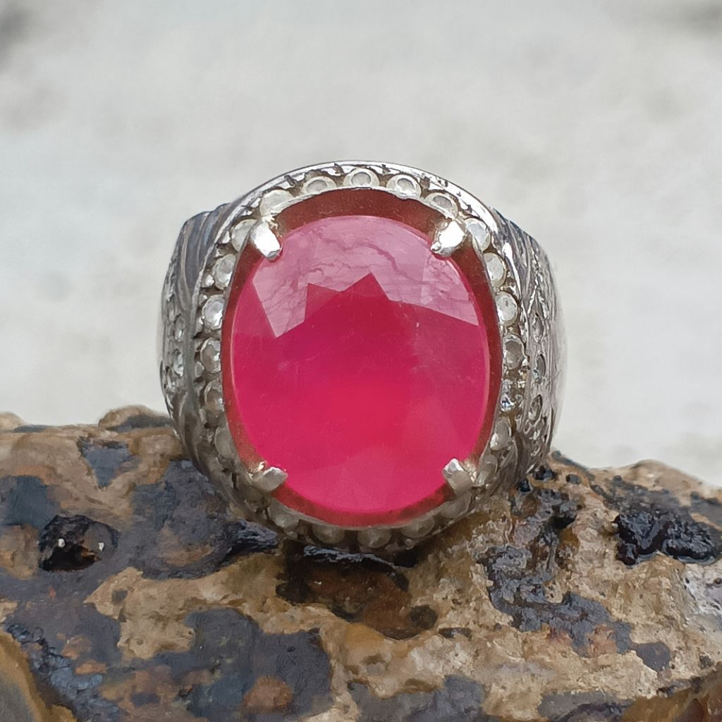 batu Ruby ring perak mewah