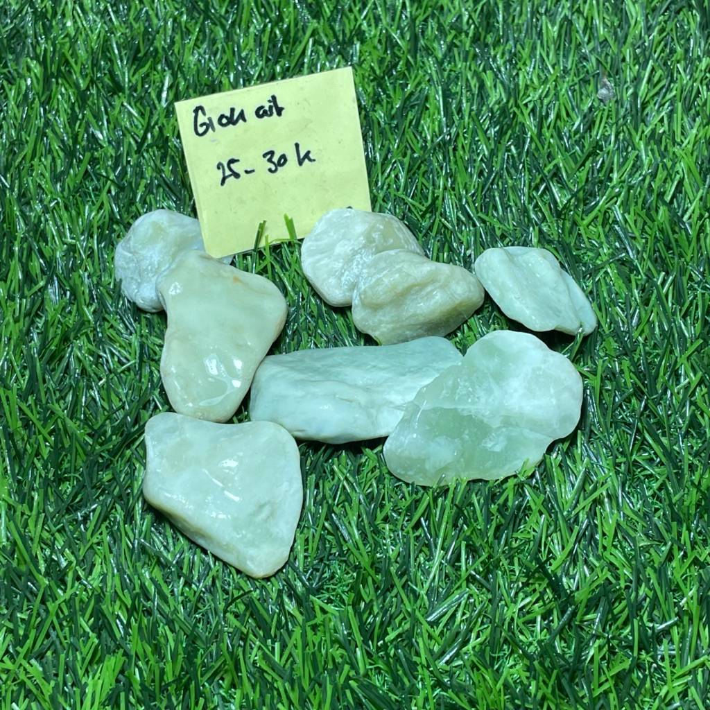 batu akik jenis giok air / bongkahan batu asli giok air unik tembus lampu