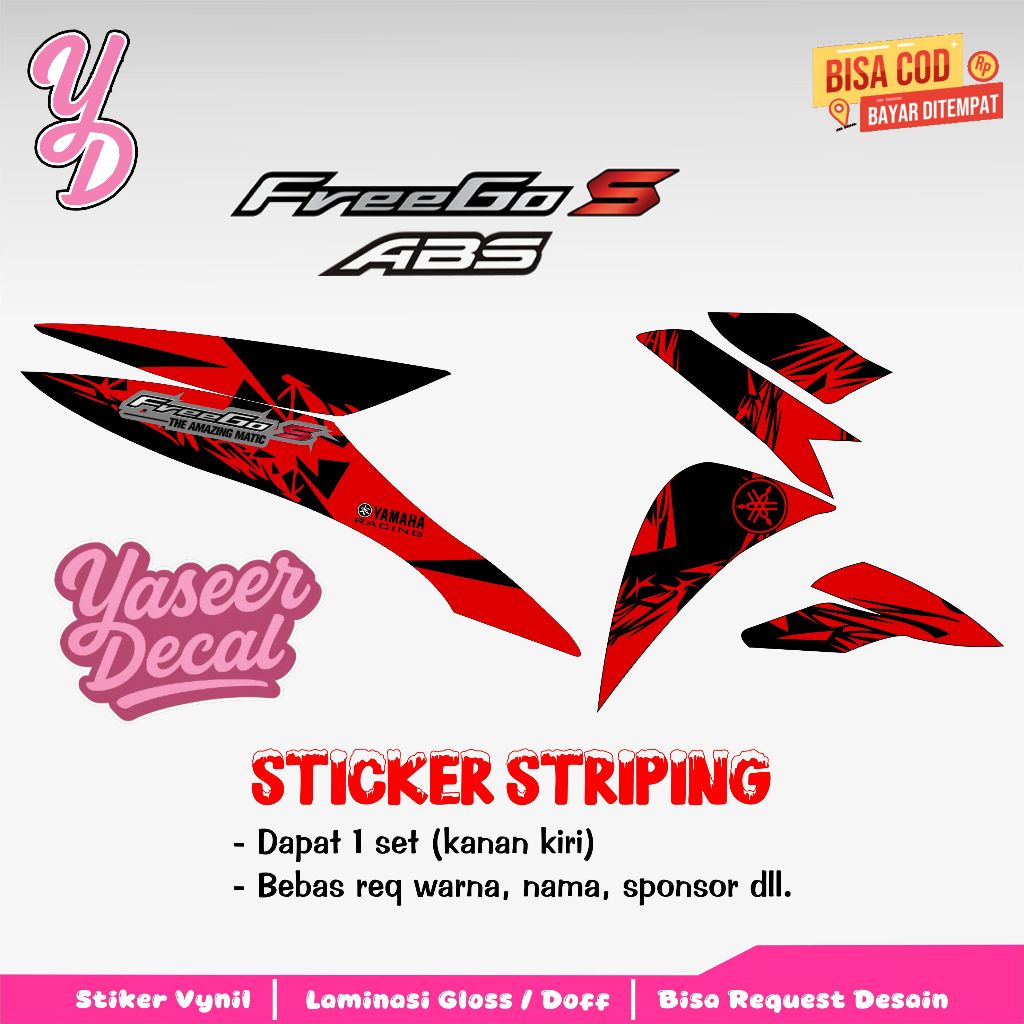 Striping Freego - Stiker Sticker Striping Variasi Lis Yamaha Freego - Striping Hologram Freego Abstr