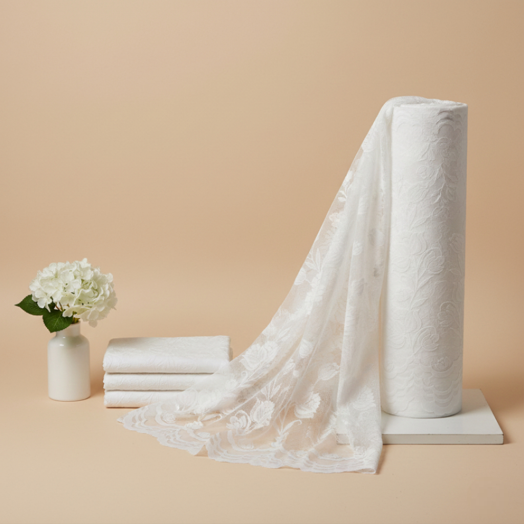 KAIN TILAI/KAIN TILE PUTIH MOTIF BUNGA