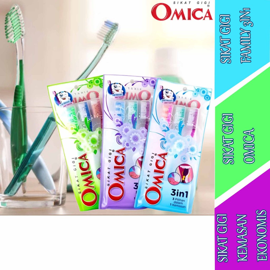 [ 1Pcs ] OMICA sikat gigi 3 in 1 sikat gigi dewasa sikat gigi family pack sikat gigi zig zag