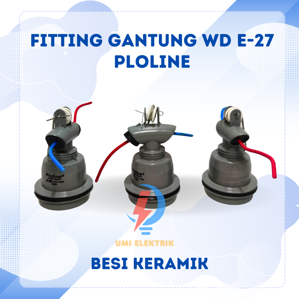 Fitting Gantung WD Besi Keramik E27 Fitting Gantung Keramik