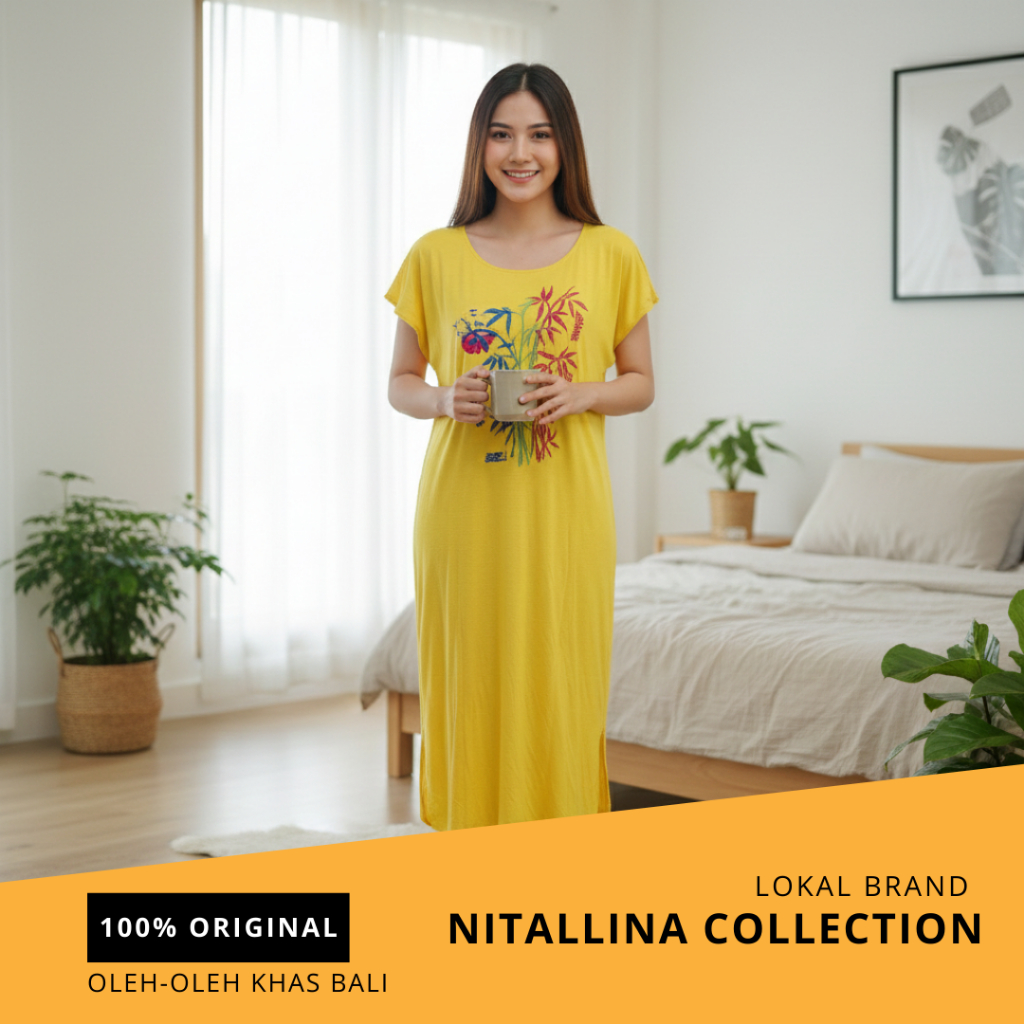 Daster Bali Bambu 3/4 Jumbo Oleh Oleh Khas Bali-Best Rayon Bali