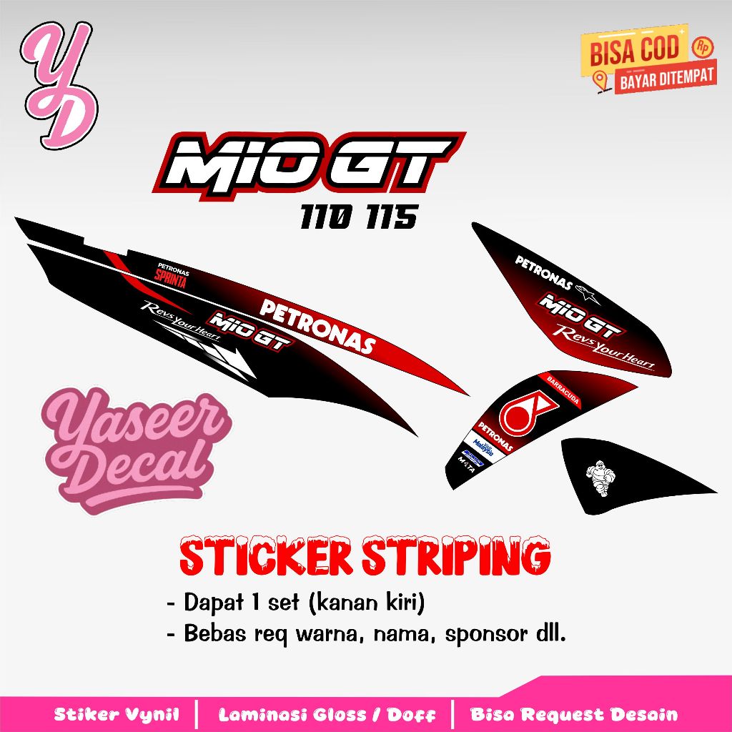 Striping Mio GT - Stiker Sticker Striping Variasi Lis Yamaha Mio GT - Striping Hologram Mio GT Petro