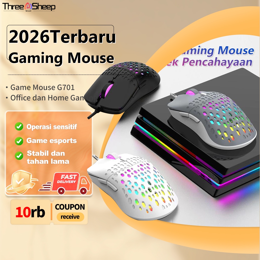 TSN Paket Mouse Gaming G701 Lampu RGB Keyboard Mekanik 1 Set Untuk PC Laptop Esports Gaming Mouse Ko