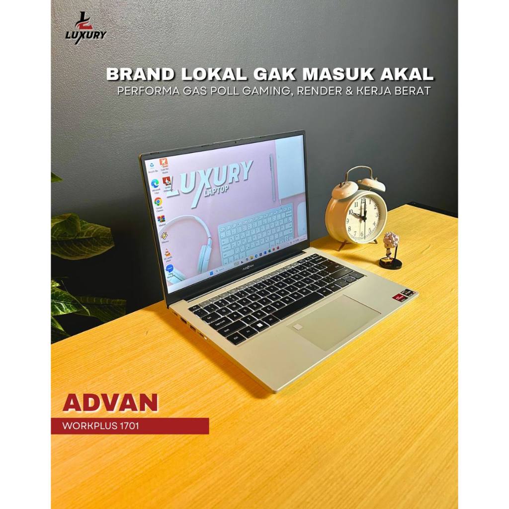 LAPTOP ADVAN WORKPLUS 1701 SLIM RYZEN 5 6K SSD RAM DDR5 6400MHZ BACKLIGHT FINGERPRINT SECOND