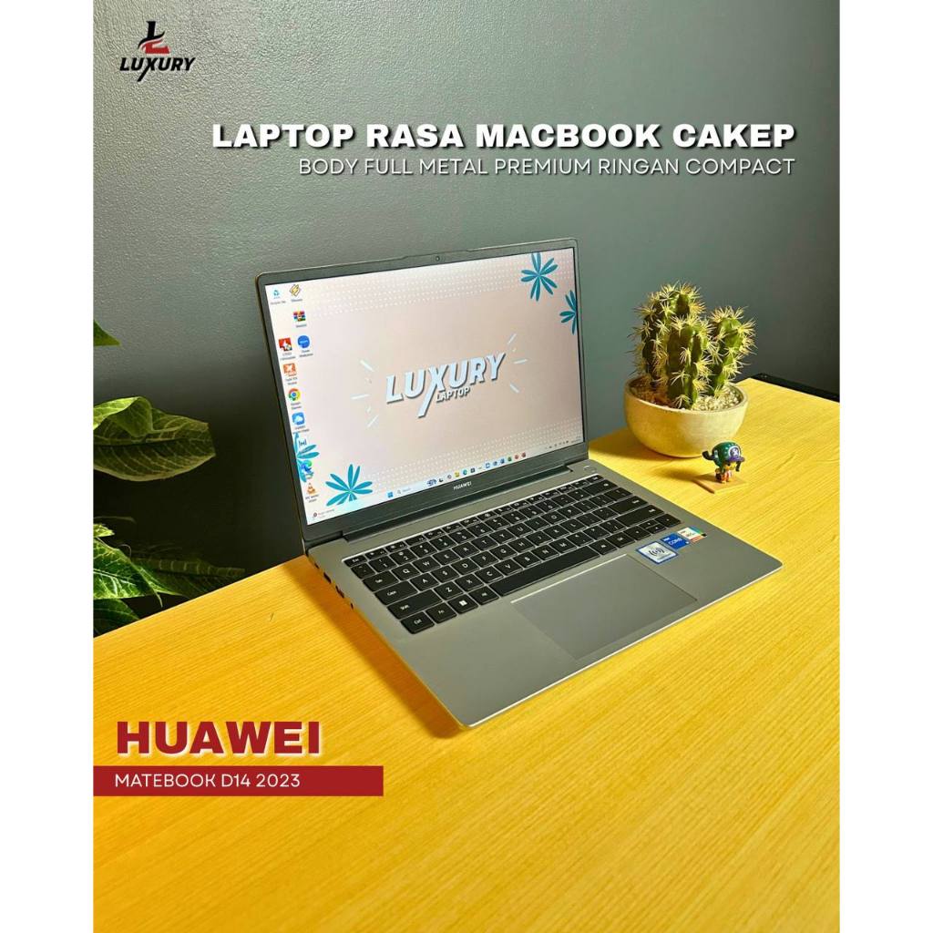 LAPTOP HUAWEI MATEBOOK D14 2023 SLIM CORE I5 GEN 12 SSD RAM DDR4 3733MHZ FINGERPRINT SECOND