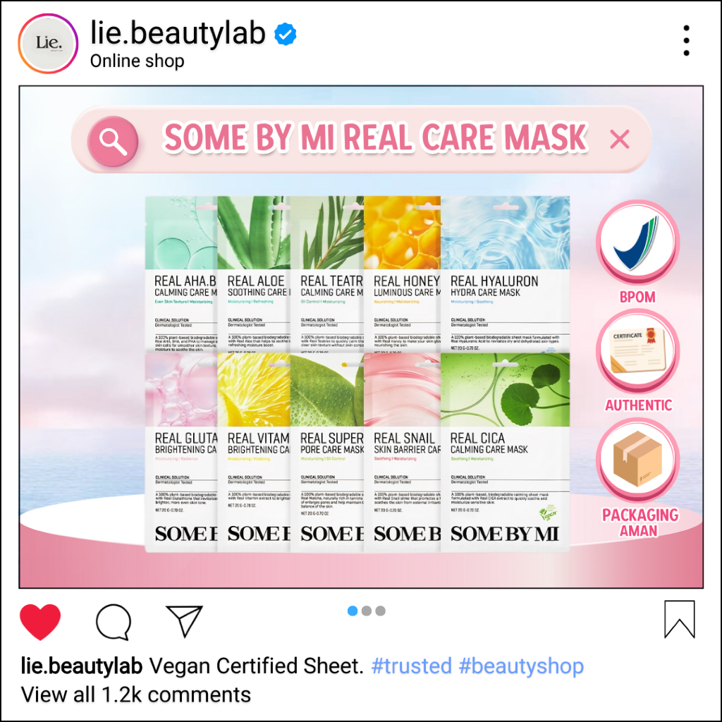 SOME BY MI Real Care Sheet Mask 20gr | Lie Beauty