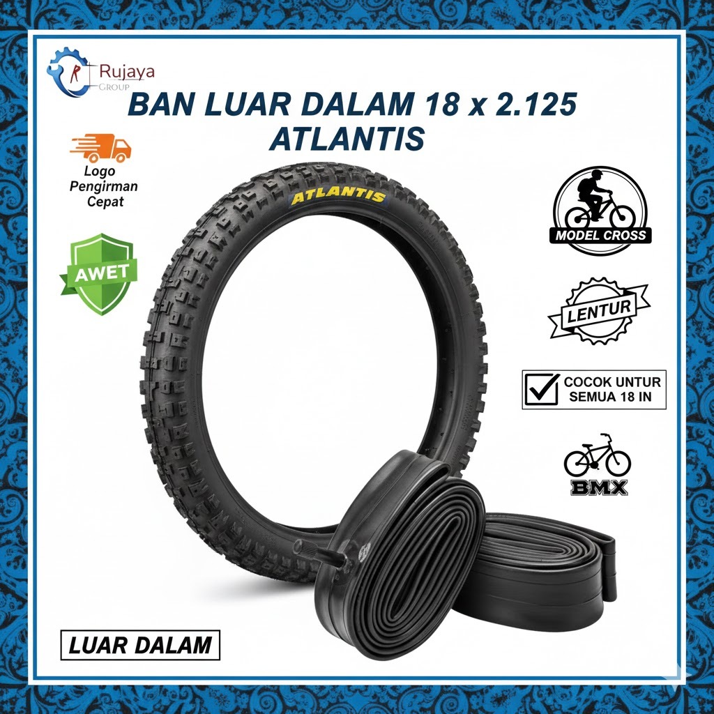 Ban Luar Dalam sepeda 18 x 2.125 atlantis sepeda BMX / Ban sepeda 18 x 2.125 atlantis new motif