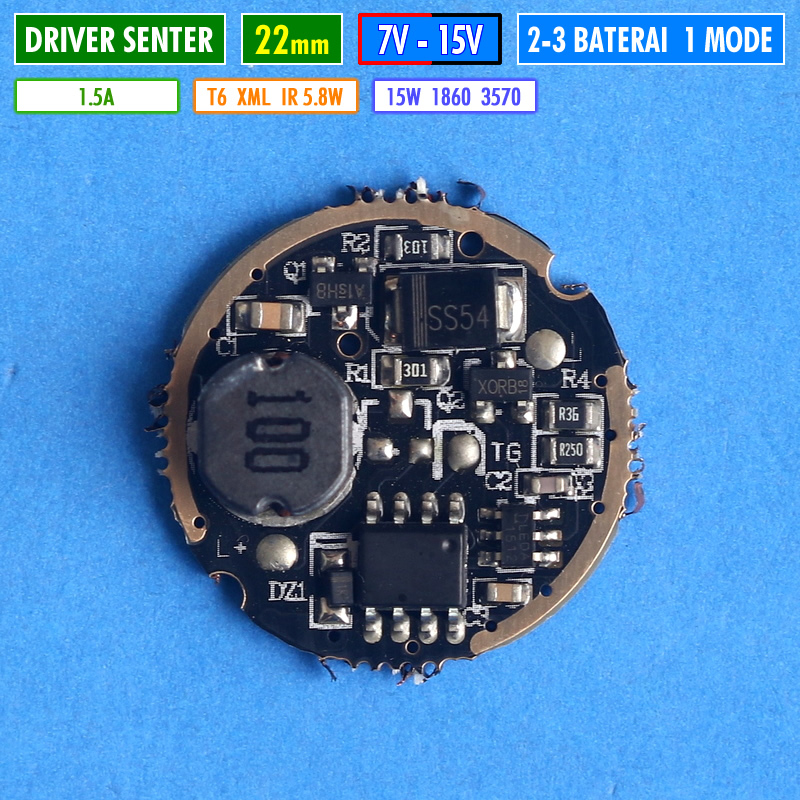 Driver Led 22mm 1.5A Senter Led 2 Baterai Swatt Taff Led Ultrafire Police 1 Mode IR OWL Hawk Eye Dri