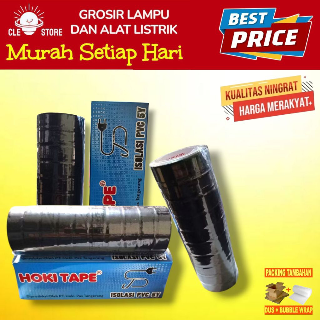 GROSIR Hoki Tape Isolasi Listrik / Isolasi Hitam panjang 5 Yard