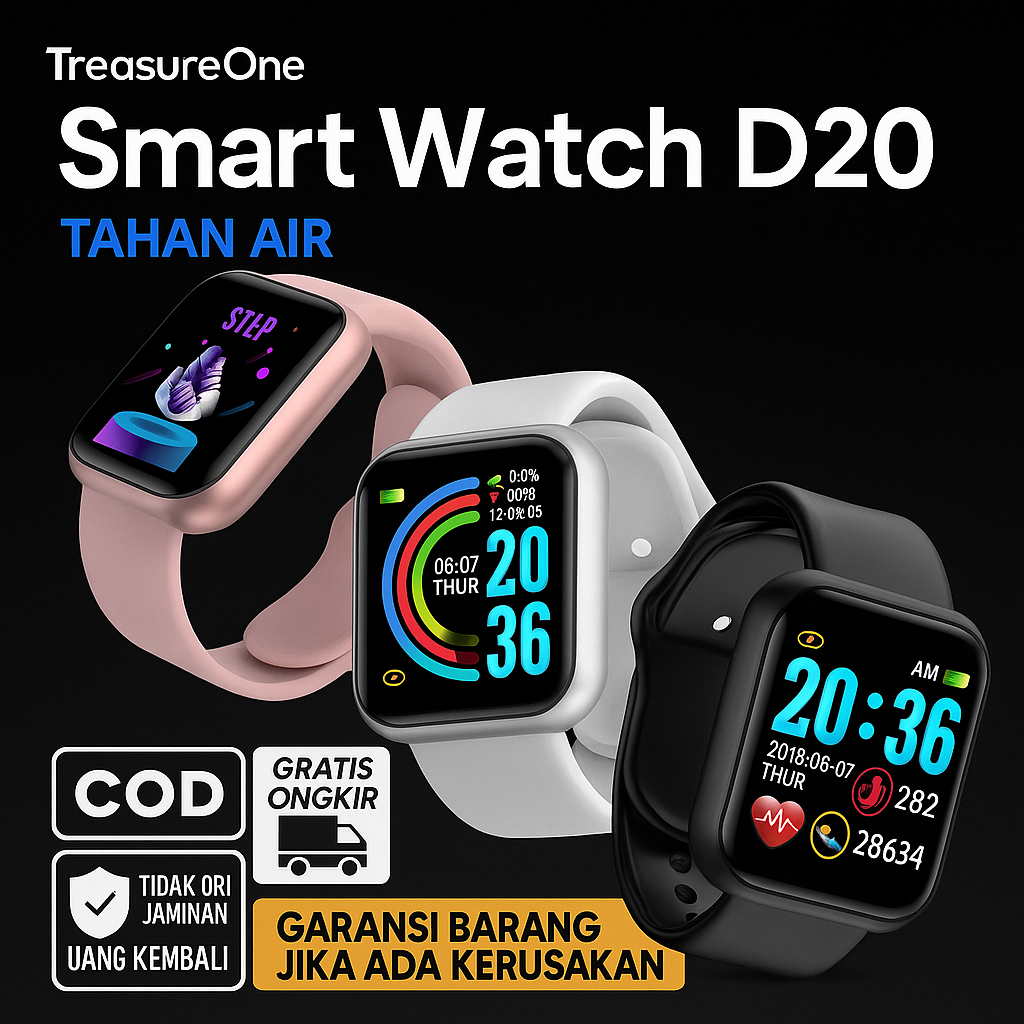 Jam Tangan Smartwatch D20 / Y68 – Waterproof IP67 – Fitpro App