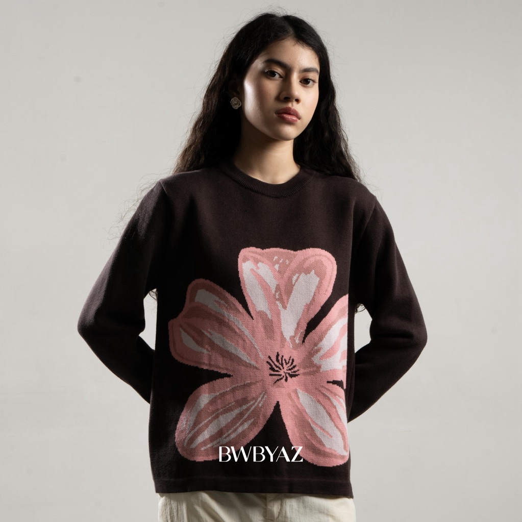 PO NEW BWBYAZ Claire Blossom Knit ELEGANT GREY, CREAMY BLUSH, DEEP ROASTED makeup kecantikan