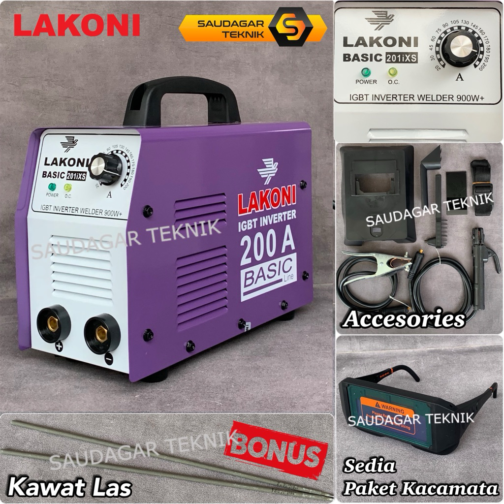 Mesin Las Lakoni Basic 201ixs 900 watt 200A Inverter Trafo Las Lakoni 201 IXS 200 A