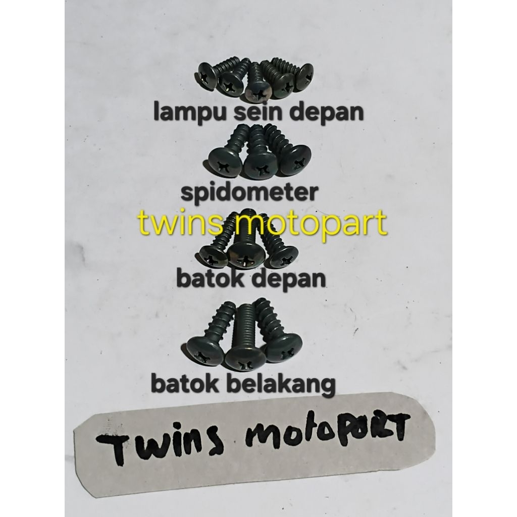 baut batok lampu depan  belakang satria 2tak hiu lumba full set