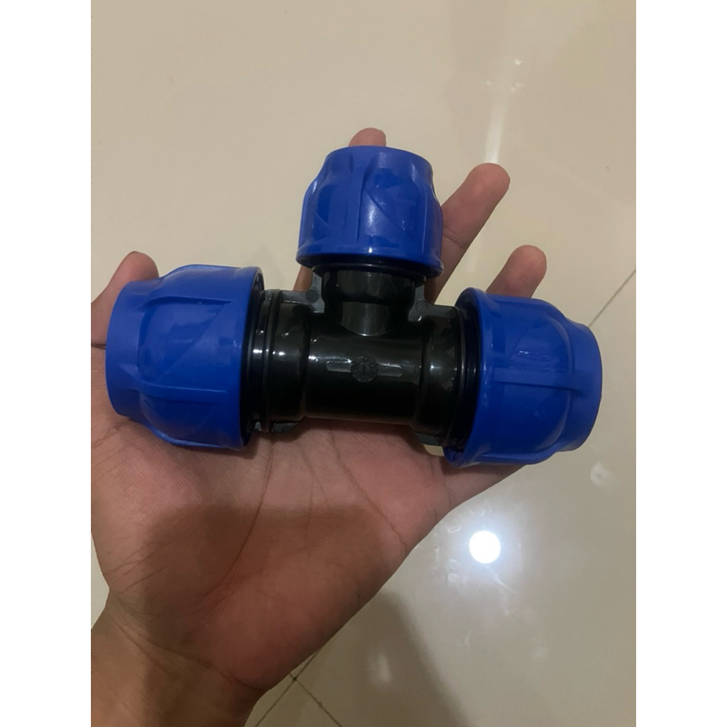 sambungan tee reducer 1 inch ke 3/4 inch pipa hdpe